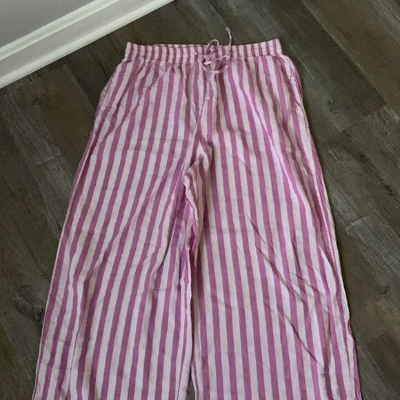 Victorias Secret Striped Sparkly Wide Leg Pajama Pants Pink Purple Size Small - Picture 5 of 10